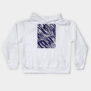 Zebra Print-Retro Modern- Abstract Pattern Square in Black ,White and Blue Kids Hoodie